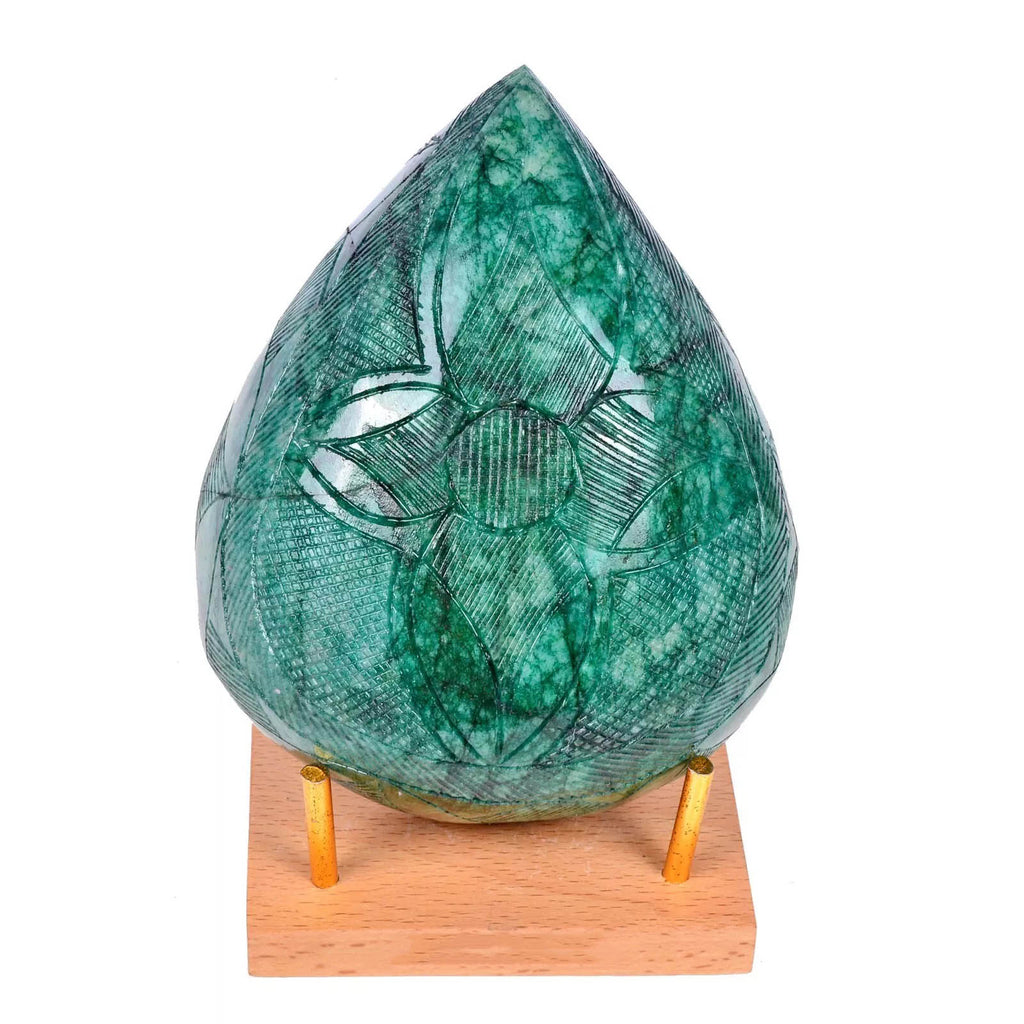 4280 Cts Natural Green Brazilian Emerald Pear Hand Carving Museum Use Gemstone
