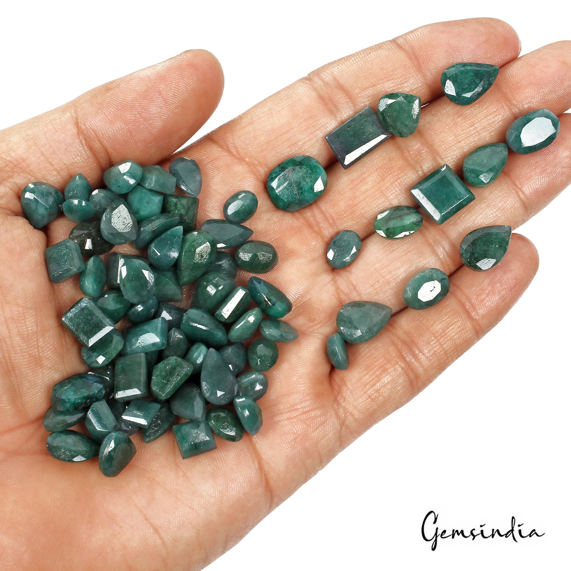 Emerald Lot, Loose Gemstone, Rectangular Cut, Color Enhanced — 75 Pieces, 8mm to 14mm, 230 Ct, Brazil