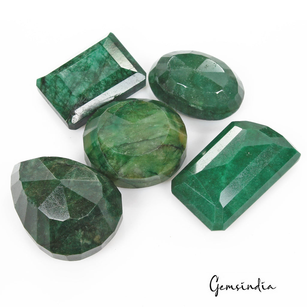 950 Cts/5 Pcs Natural Brazilian Bottle Green Emerald Mix Cut Loose Huge Gems Lot