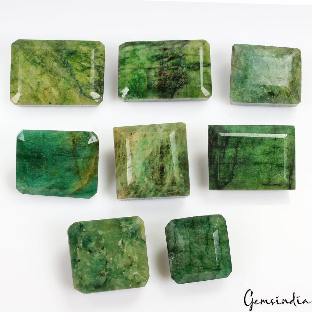 1200 Cts/8 Pcs Natural Brazilian Green Emerald Baguette Cut Loose Gemstones Lot