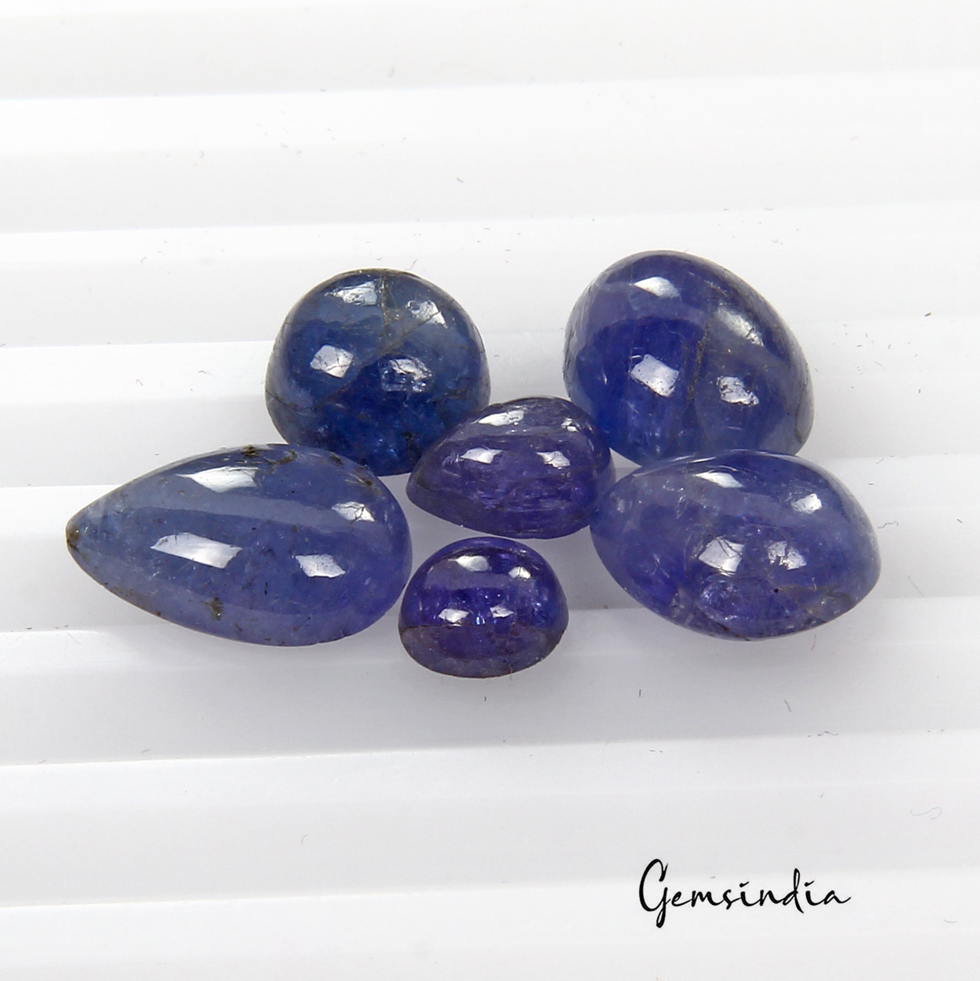17.80 Cts/6 Pcs Natural Untreated Violet Blue Tanzanite Mix Cab Gems For Jewelry