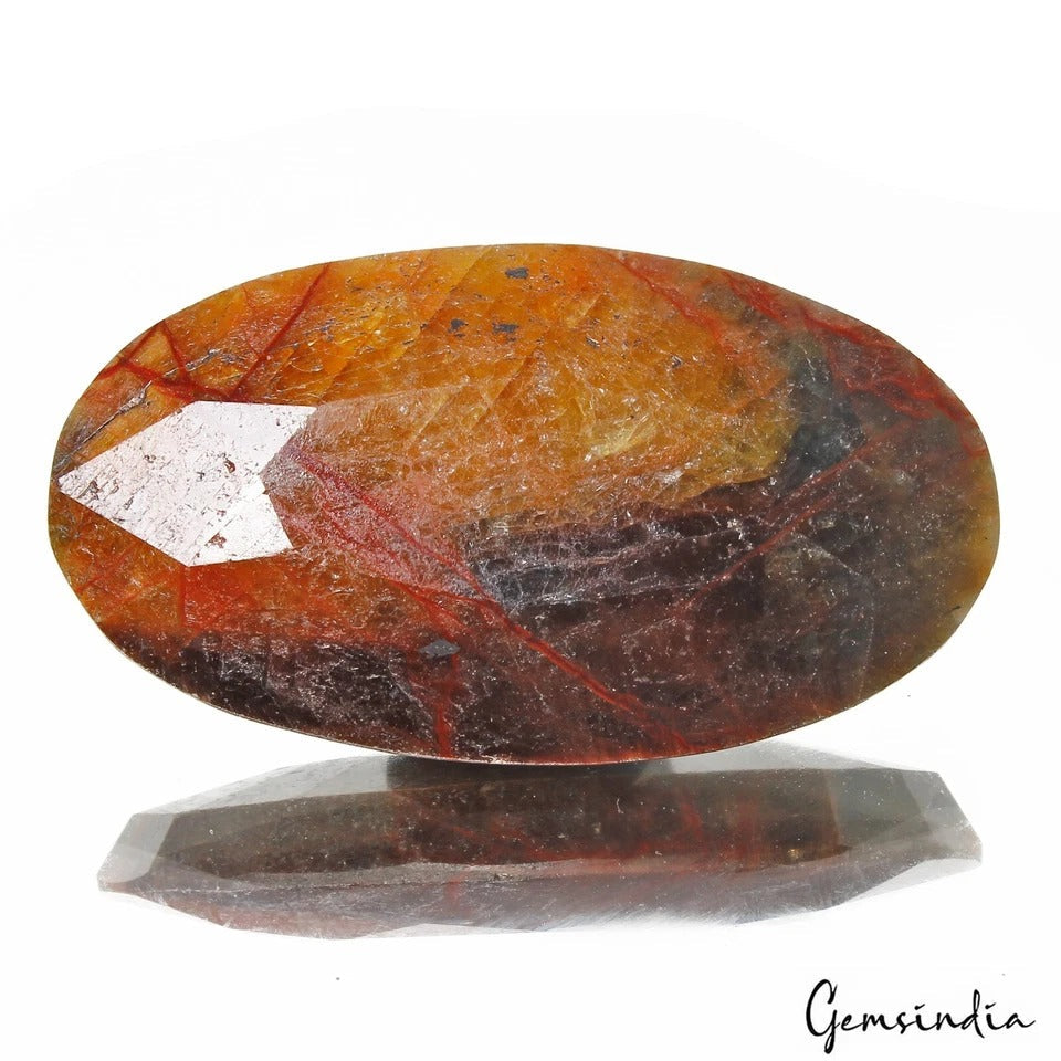 320 Ct Natural Untreated Yellow Brown Sapphire with Red Streak Gems For Jewelry