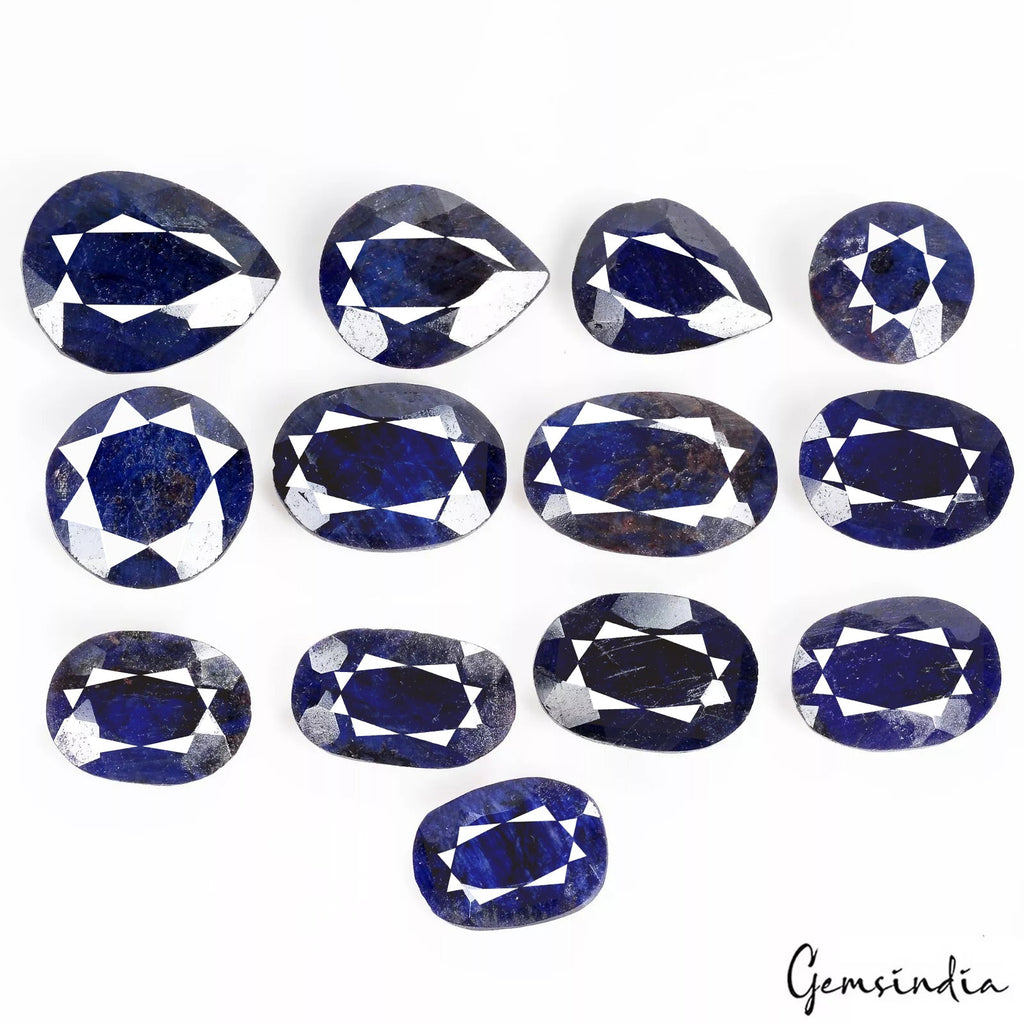 770 Cts/13 Pcs Natural African Blue Sapphire Mix Cut Loose Gems Lot For Jewelry