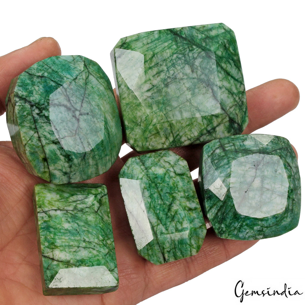 2120 Cts/5 Pcs Natural Brazilian Green Emerald Mix Cut Loose Gems Wholesale Lot