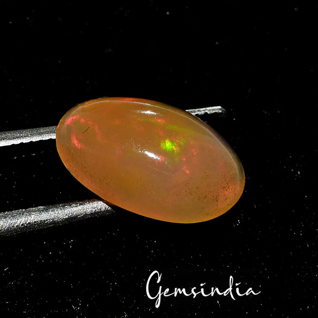 Certified 1.60 Cts Natural Untreated Welo Fire Ethiopian Opal Oval Cab Loose Gem