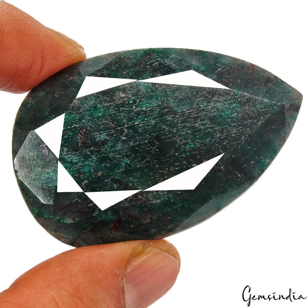 Certified 230 Cts Natural Brazilian Bottle Green Emerald Pear Faceted Loose Gem