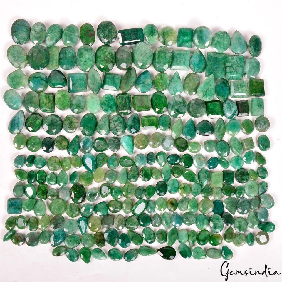 2100 Ct/220 Pcs Natural Brazilian Green Emerald Mix Cut Loose Gems Wholesale Lot