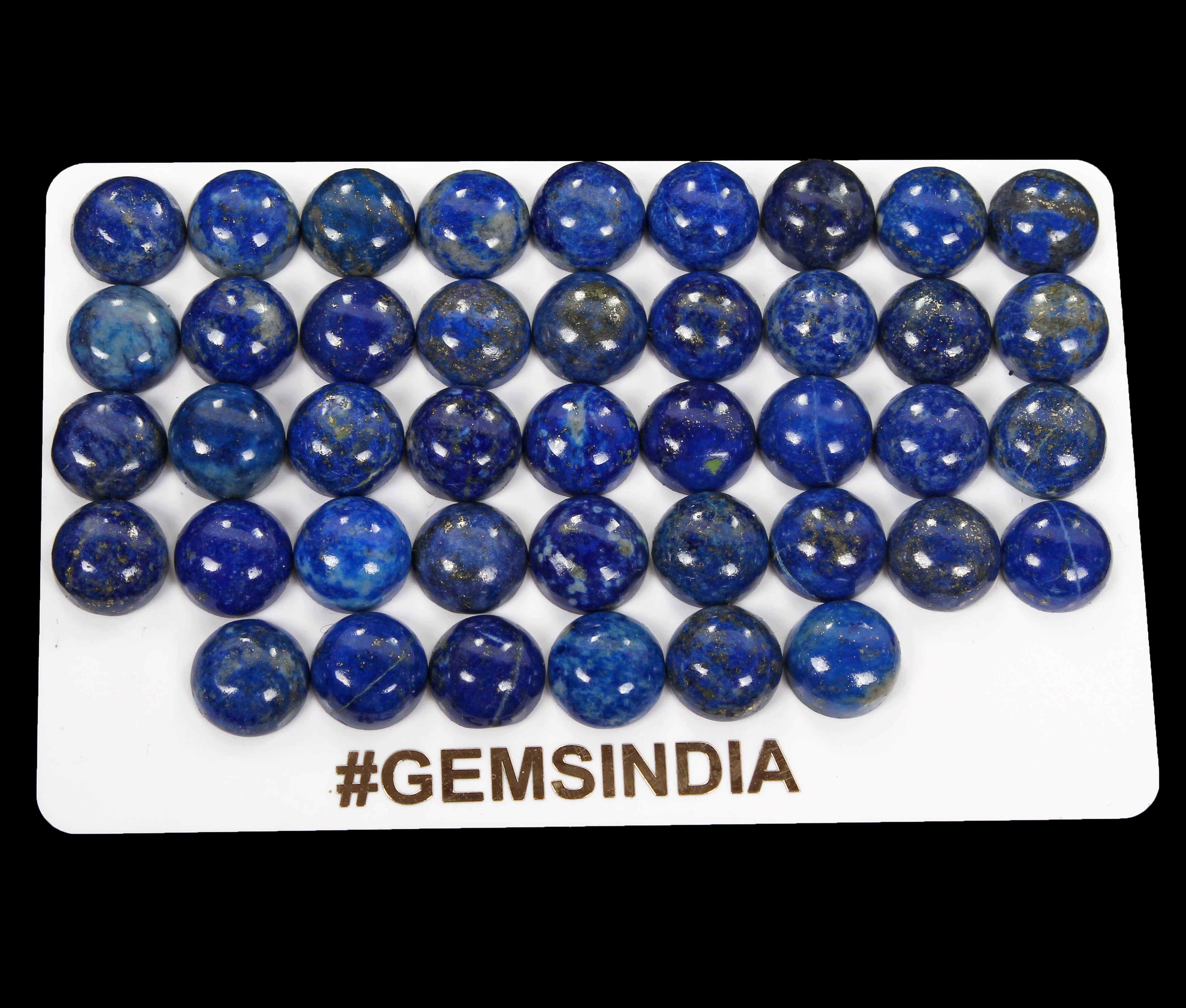 42 Pcs Natural Blue Lapis Lazuli 9mm Round Loose Cabochon Gemstones Lot 142.10Ct
