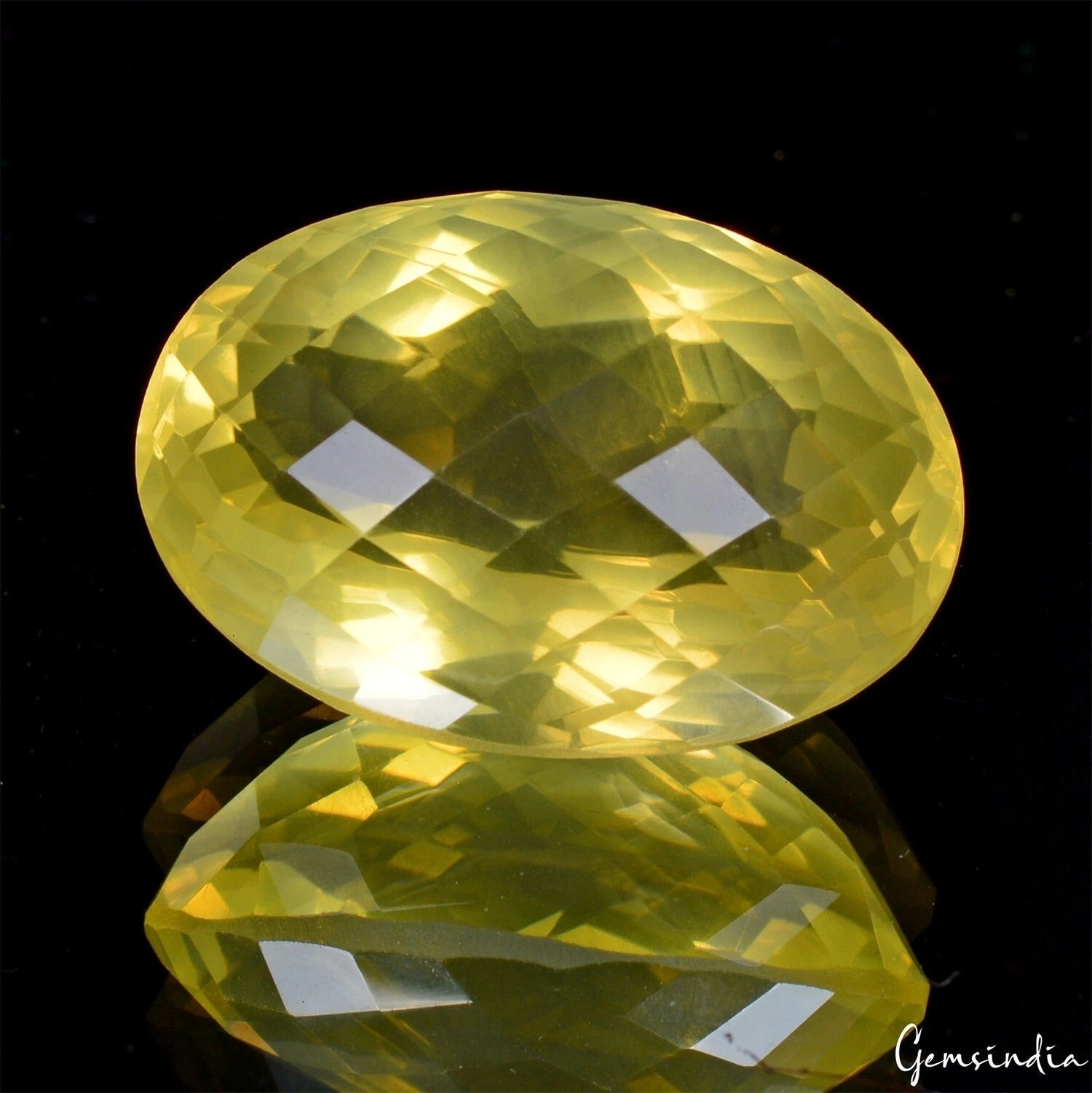 Certified 58.50 Cts Natural Golden Yellow Citrine Oval Checker Cut Gem For Ring