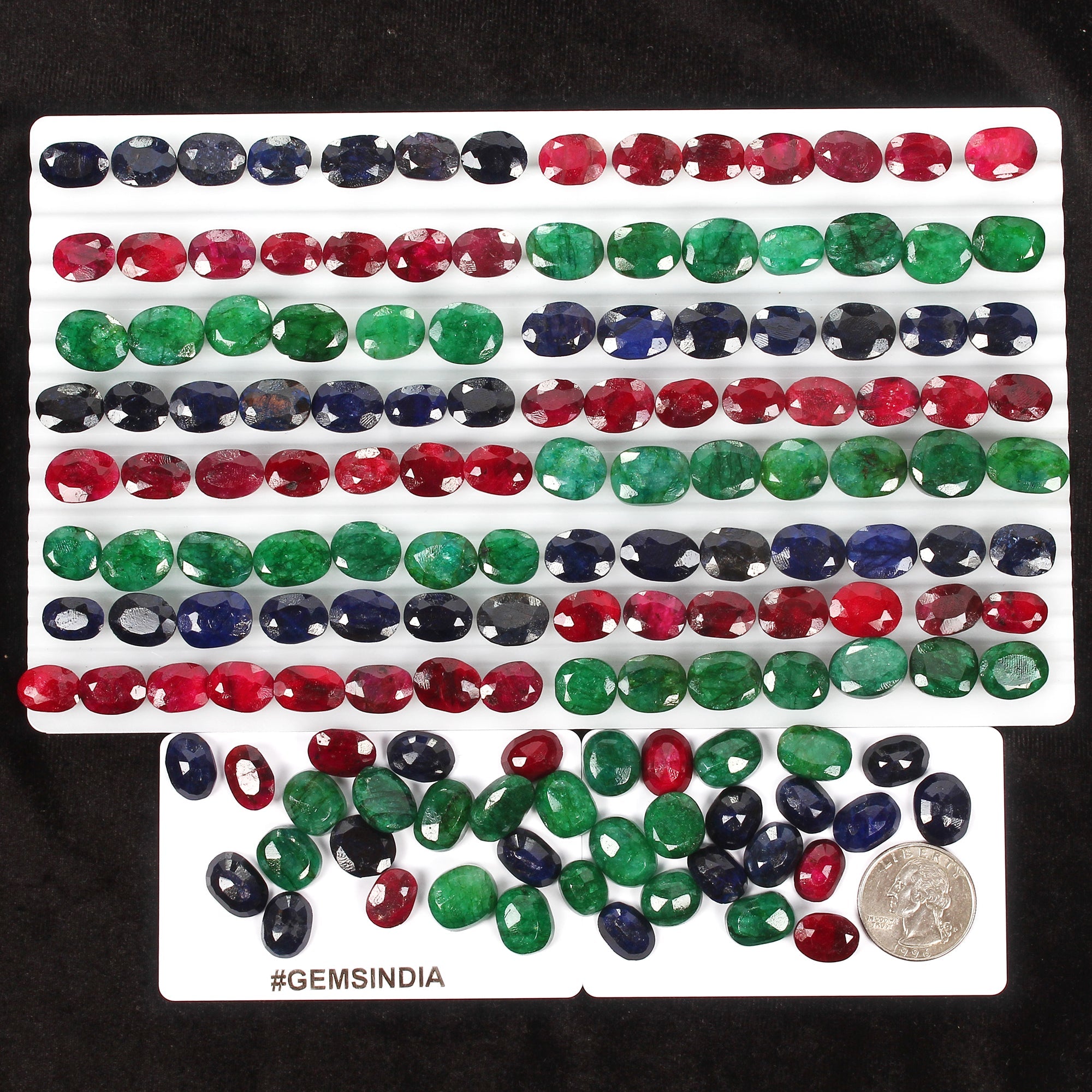 150 Pcs Natural Ruby Emerald Sapphire Oval Cut Loose Ring Size Gemstones 1350 Ct