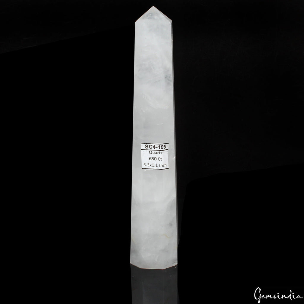 136 Gm/5.3" Natural White quartz obelisk crystal tower wand point Reiki healing