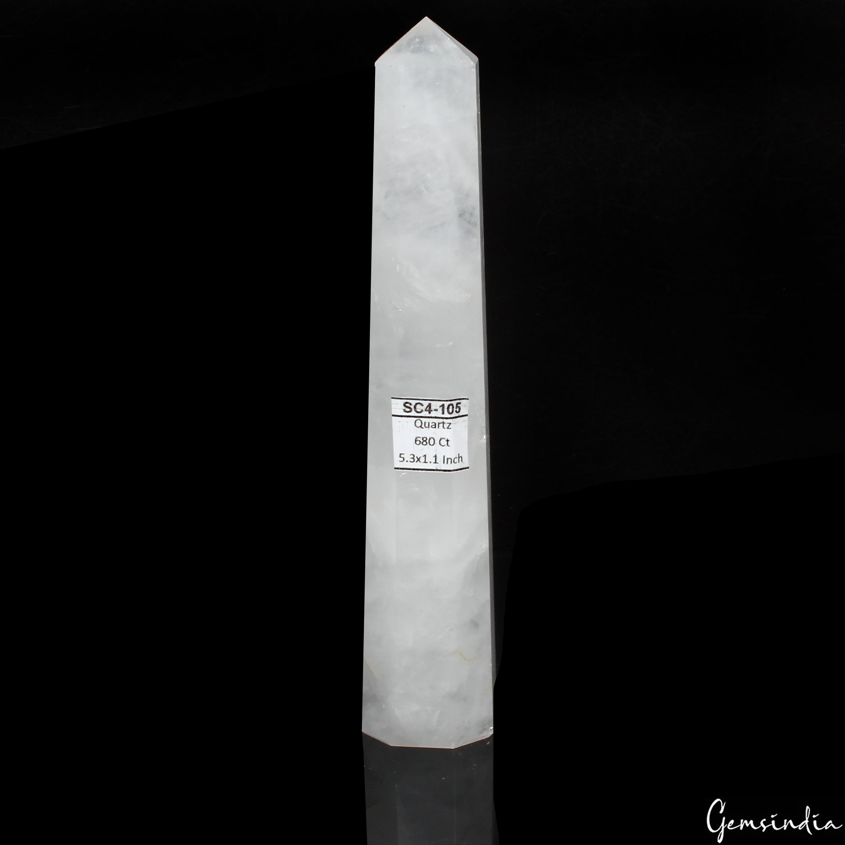 136 Gm/5.3" Natural White quartz obelisk crystal tower wand point Reiki healing