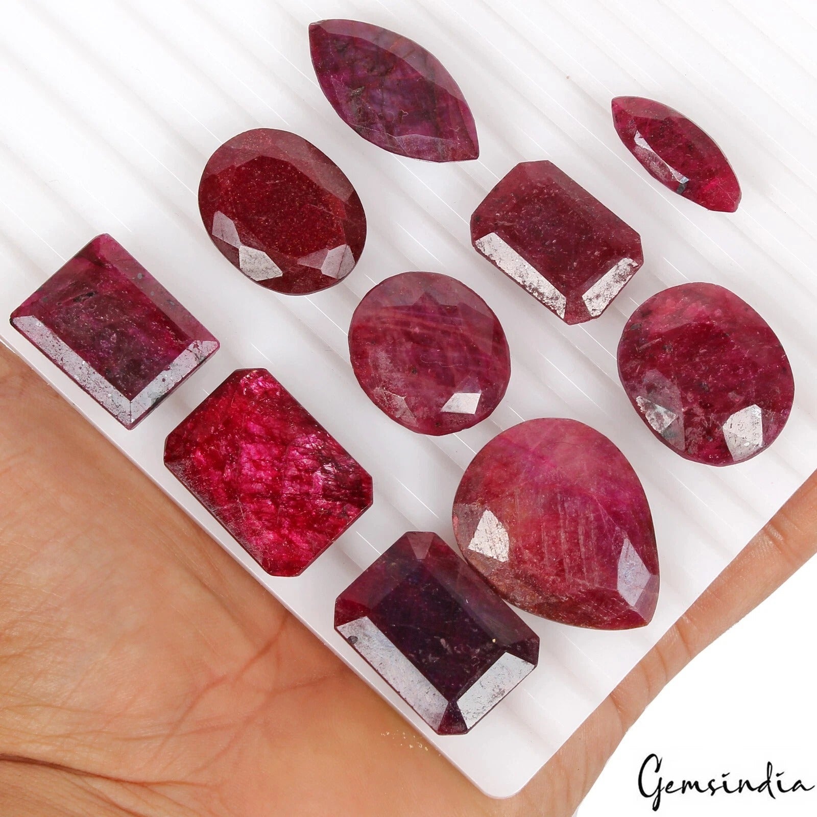 Ruby Lot, Loose Gemstone, Color Enhanced, Red — 10 Pieces, 21mm to 31mm, 450 Ct, Madagascar