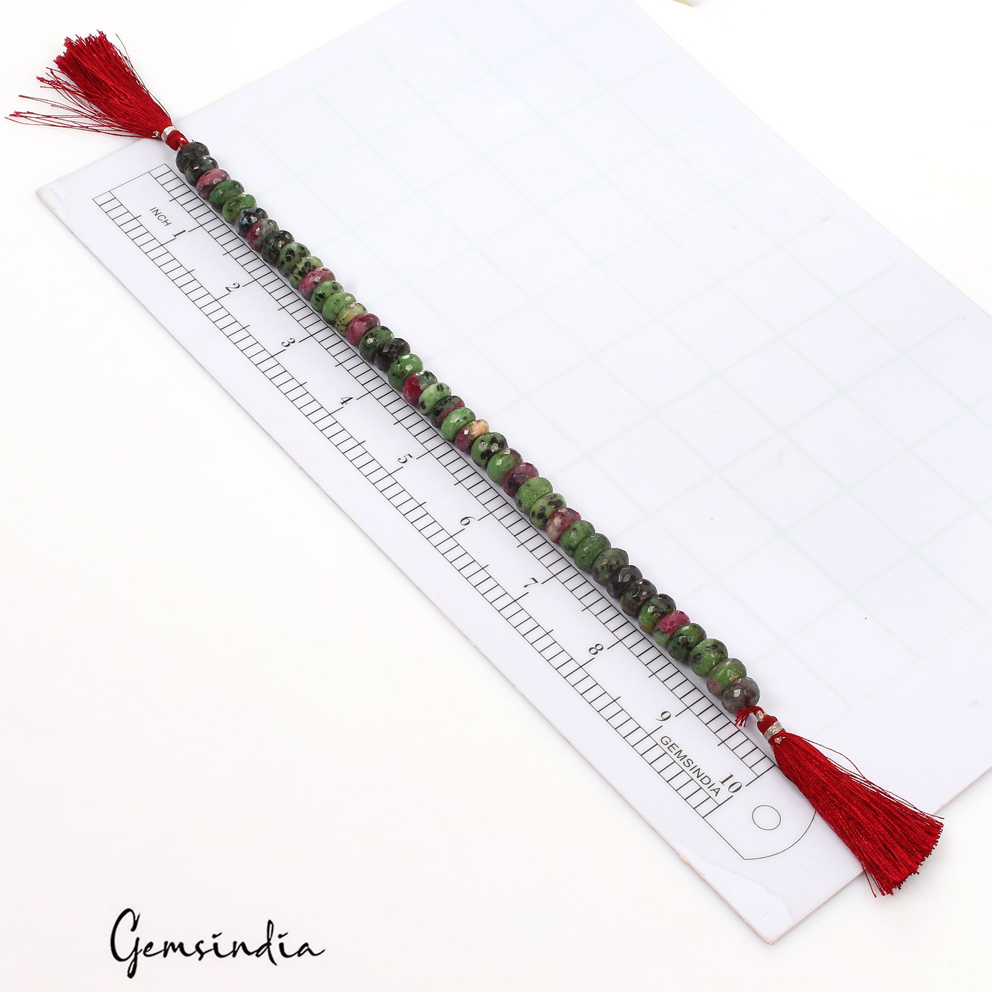 270 Ct/40Pcs Natural Untreated Ruby in Zoisite Round Drill Loose Beads Strand 9"