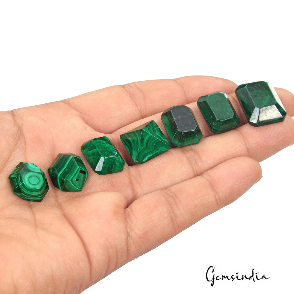 149.30 Cts/7 Pcs Natural Untreated Green Malachite Fancy Cut Loose Gemstones Lot