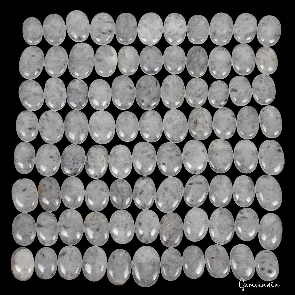 1 Kilo Natural Untreated Supreme Quartz Oval Cab Loose Gems Wholesale Lot 88 Pcs