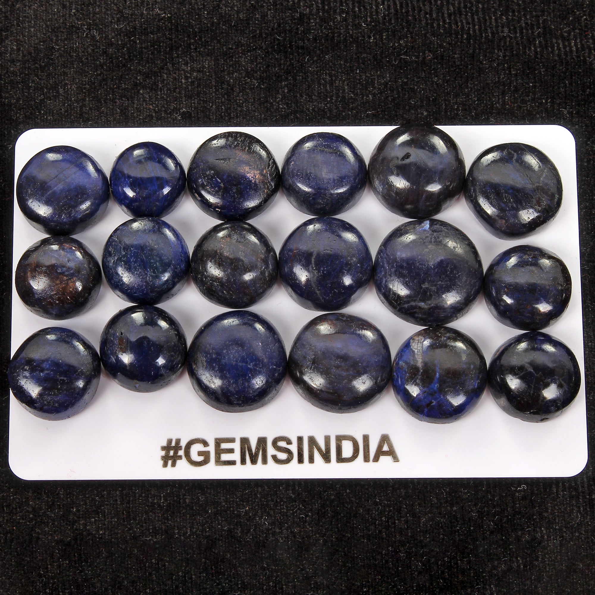 280 Ct Natural Blue Sapphire Round Cabochon Loose Gemstones Lot Certified 18 Pcs