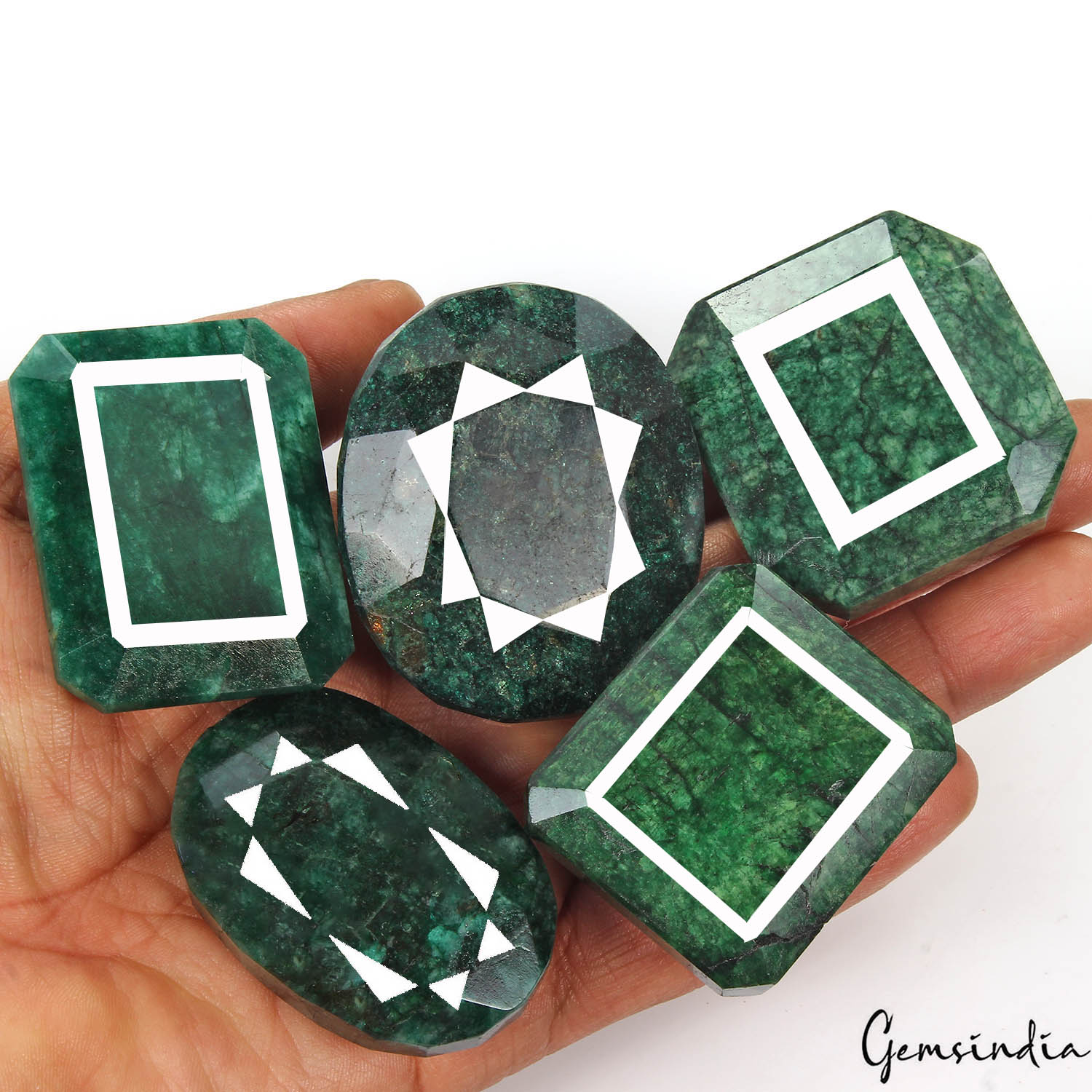 1990 Cts/5 Pcs Natural Brazilian Bottle Green Emerald Mix Cut Wholesale Gems Lot
