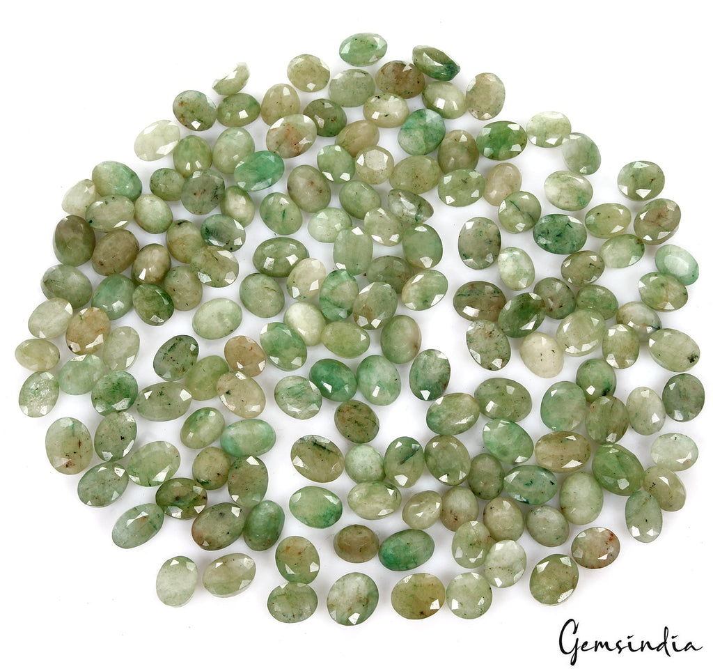 500 Cts/155 Pcs Natural Brazilian Green Emerald Oval Cut 8mm-11mm Loose Gems Lot