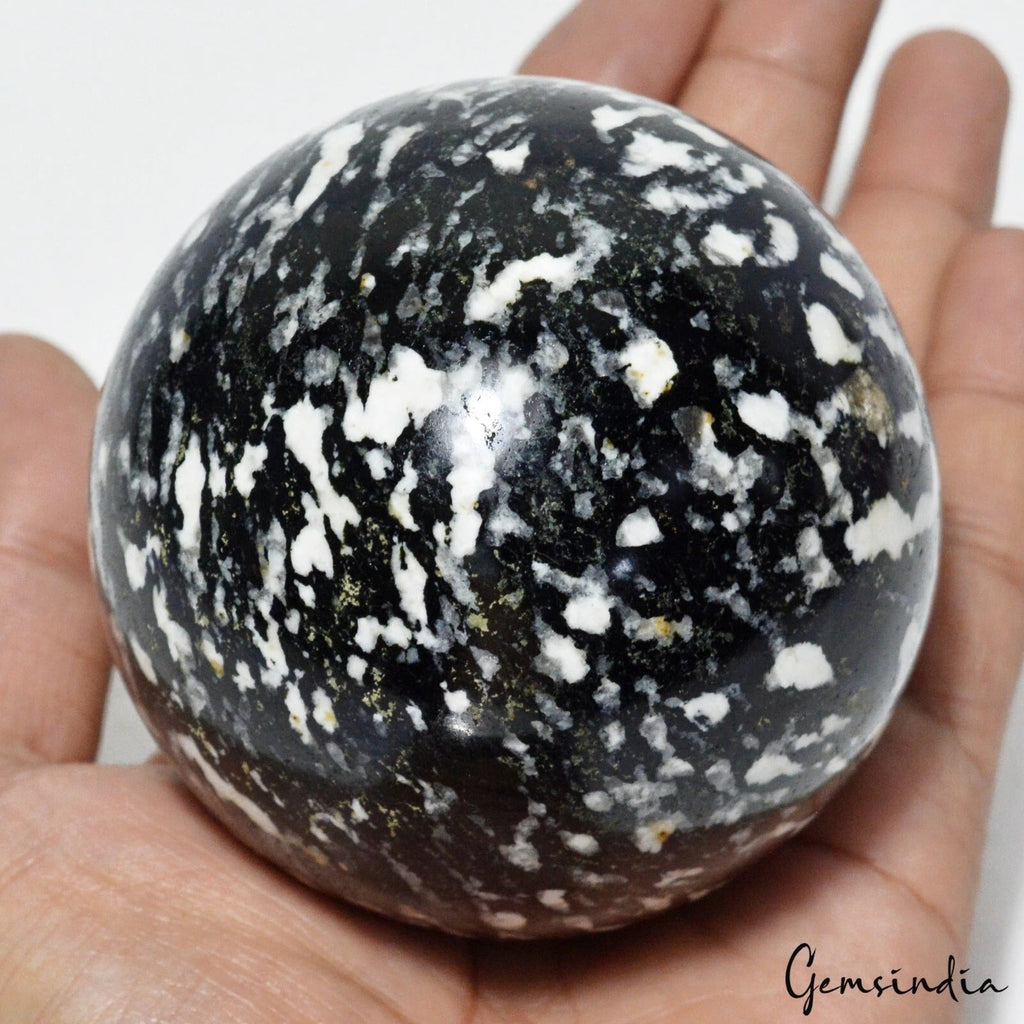 Natural Snowflake Obsidian Healing Crystal Mineral Gem Sphere With Stand 3870 Ct