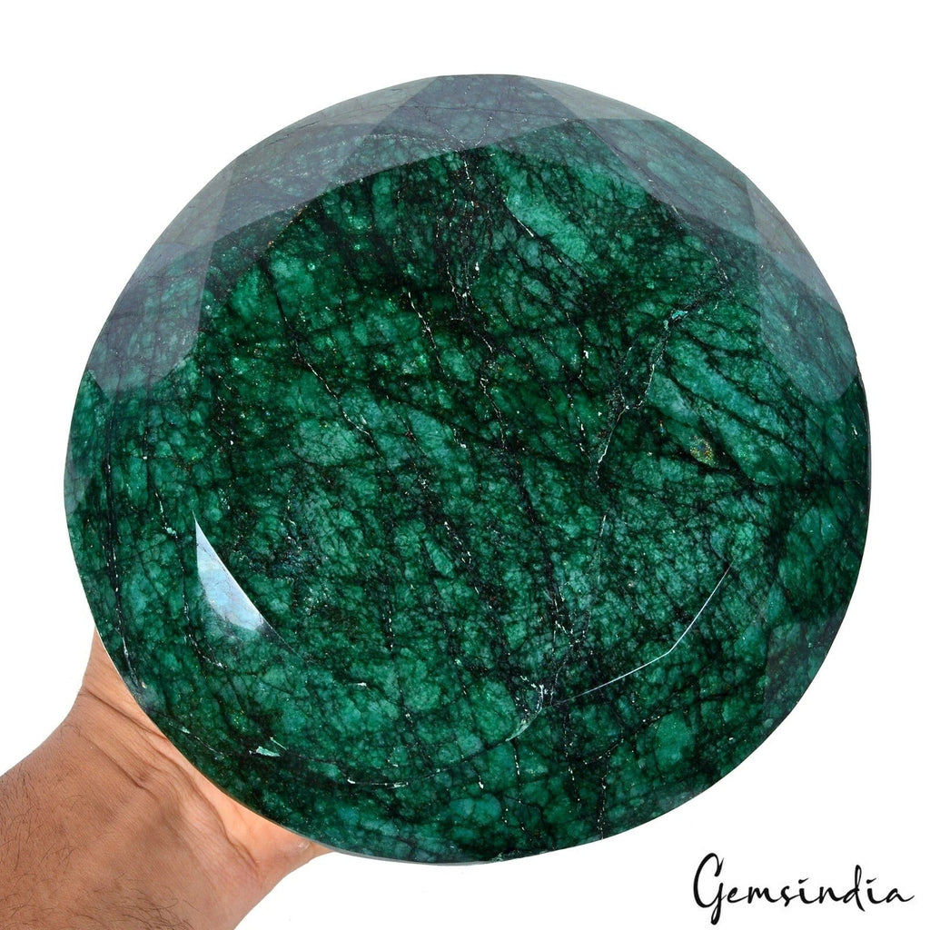 Collector's Grade 5.9 Kilo Natural Green Emerald From Brazil Round Cut Gemstone