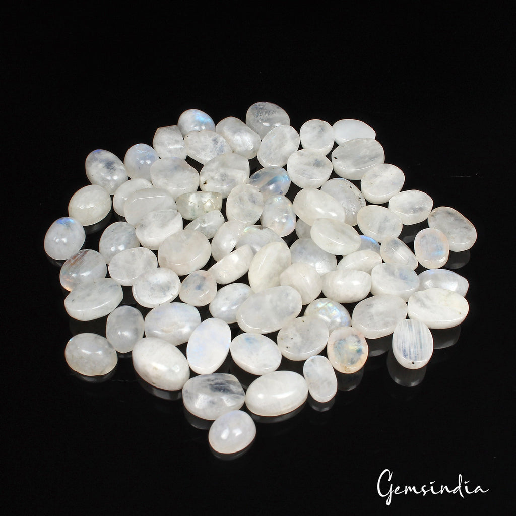 250.00 Ct Natural Untreated Blue Shine Moonstone Oval Cab Loose Gems Lot 70 Pcs