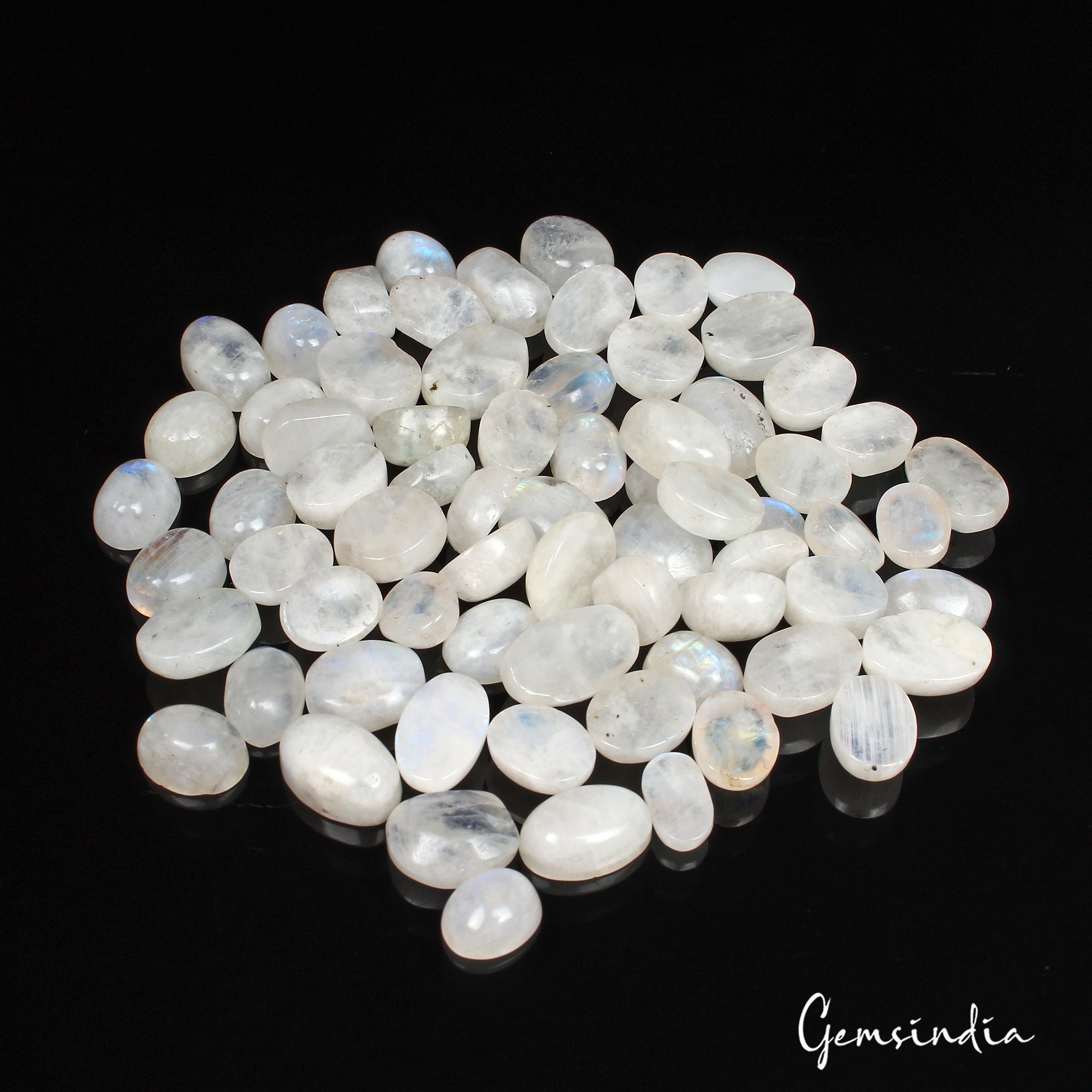 250.00 Ct Natural Untreated Blue Shine Moonstone Oval Cab Loose Gems Lot 70 Pcs