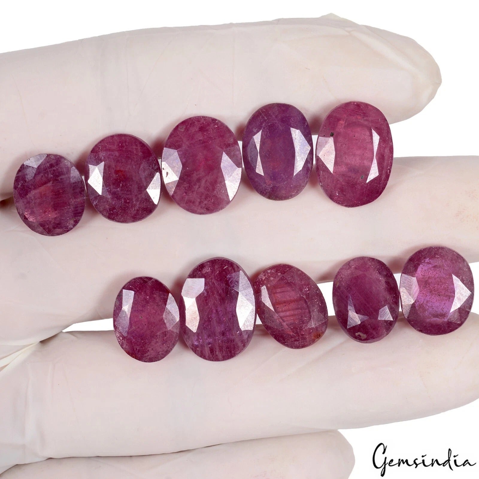 97.30 Ct /10 Pcs ~Mozambique Red Ruby Oval Cut Loose Ring Size Gemstones 13-16mm