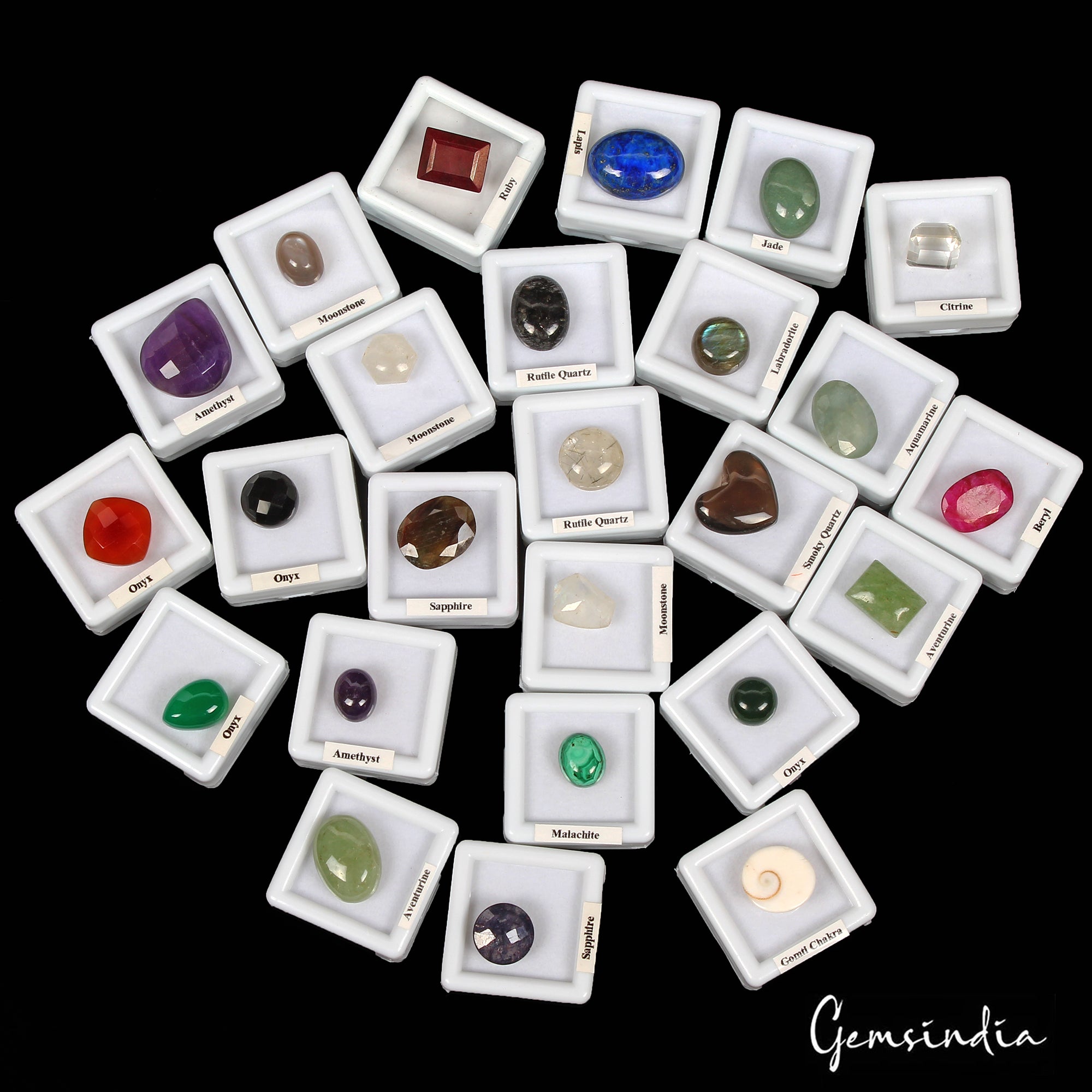 25 Pcs Estate Genuine Multi Gems Loose Multi Color Gemstones Collection W/ Boxes