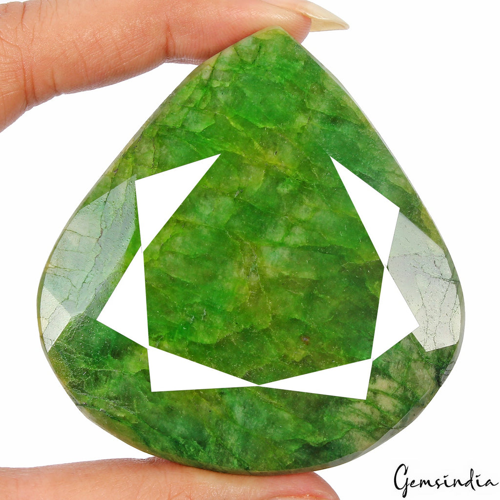 Certified 730 Ct Natural Green Emerald Pear Cut Loose Earth mined Huge Gemstone