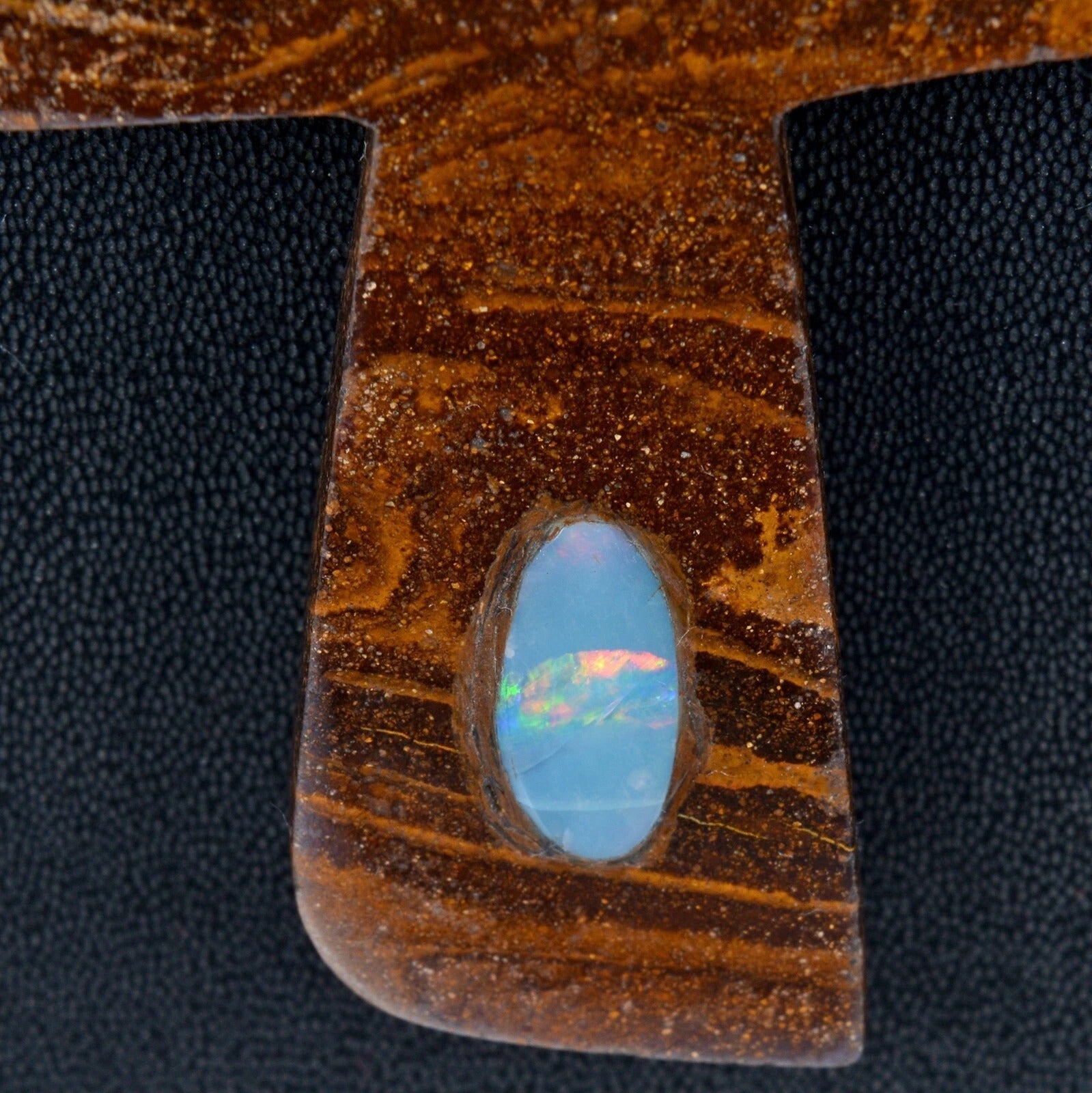 210 Ct Inlay Boulder Opal in Marium Jasper Gemstone Cross Christmas rare pendant