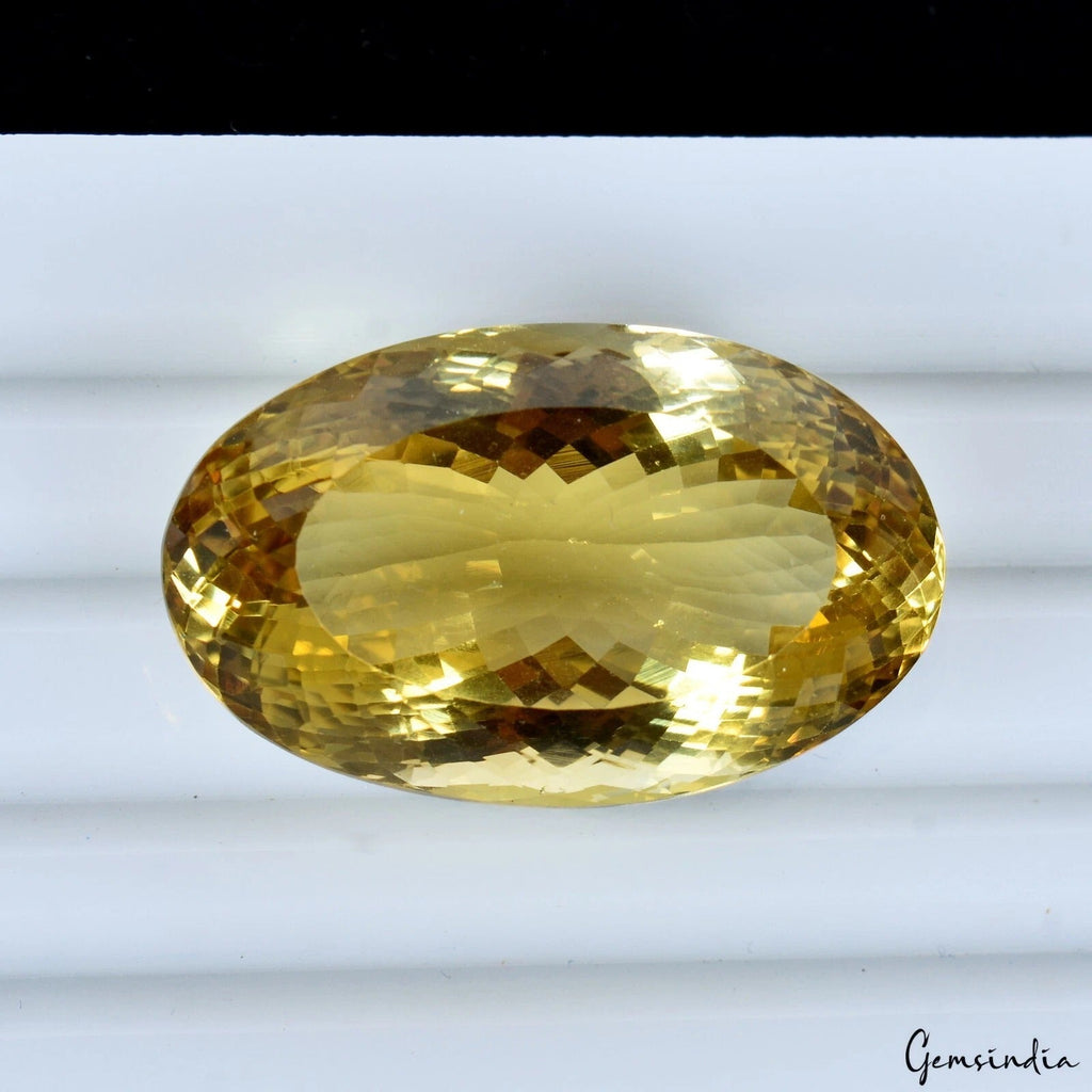 Certified 70.50 Cts Natural Brazilian Yellow Citrine Oval Precious Gem For Ring