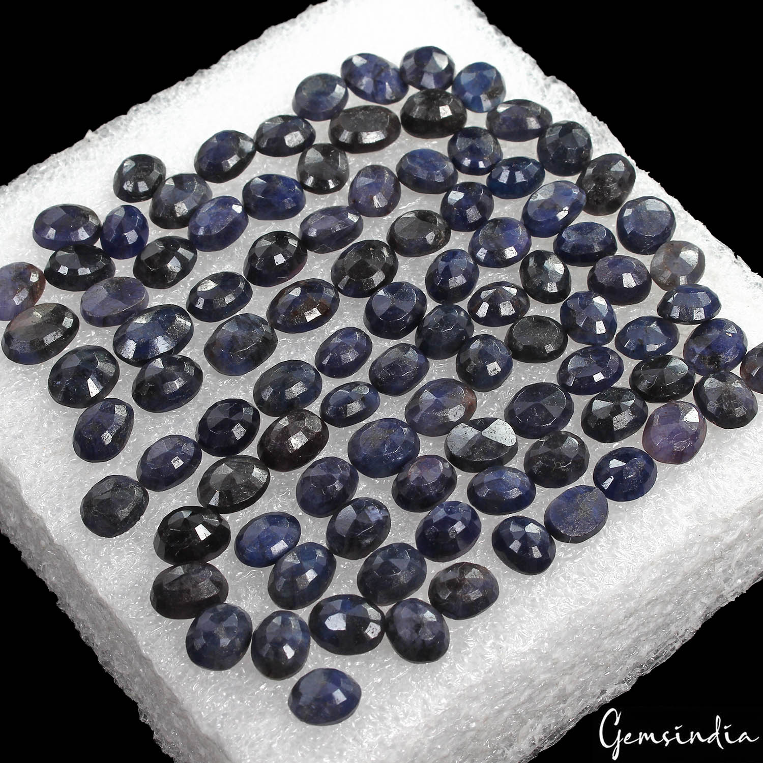 230 Ct/97 Pcs Natural African Blue Sapphire Oval Faceted Cut Gem Lot For Jewelry
