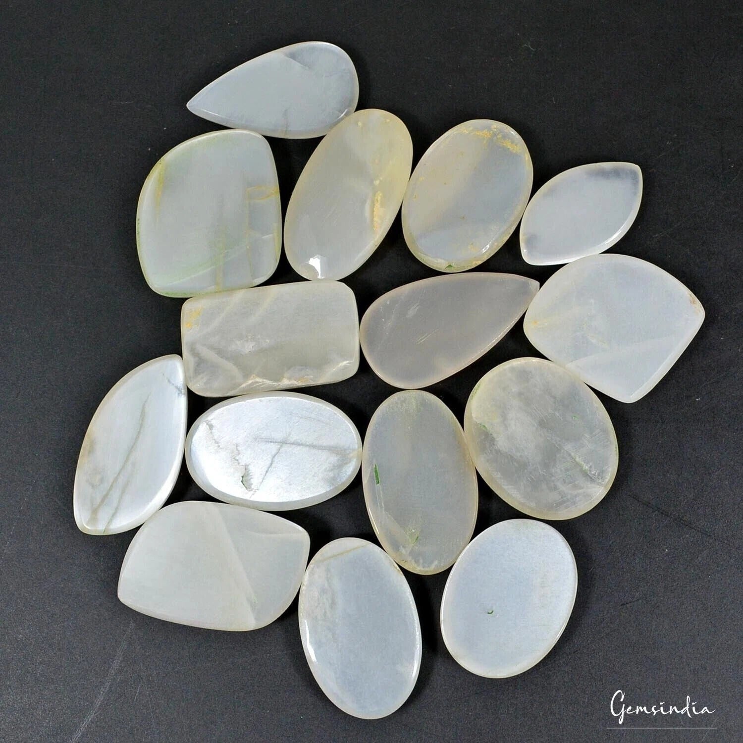 Moonstone Lot, Cabochon, Untreated — 15 Pieces, 21mm to 28mm, 320 Ct, Madagascar