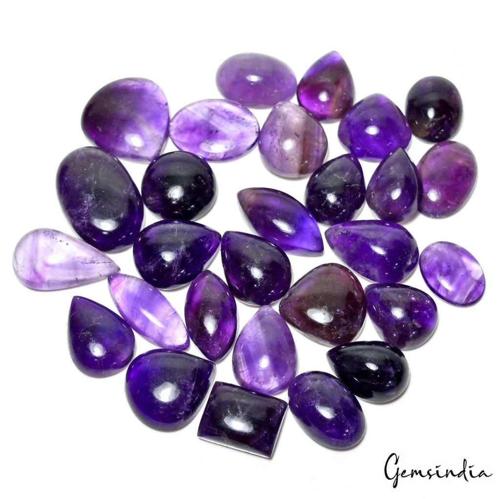 650 Cts/28 Pcs Natural Untreated Purple Amethyst Mix Cab Loose Gems For Jewelry