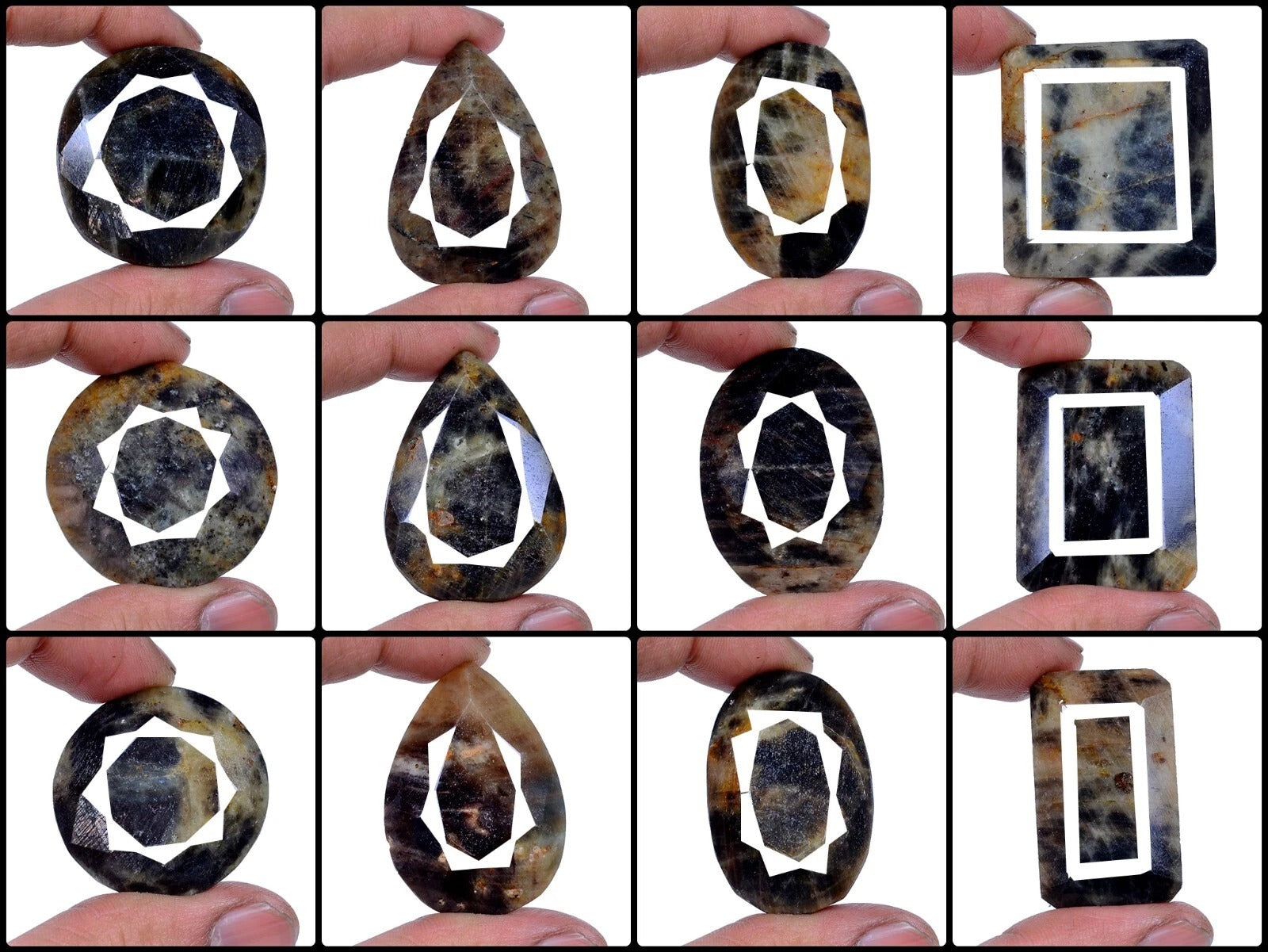 Blue Sapphire Lot, Loose Gemstone, Untreated, Brown — 12 Pieces, 32mm to 52mm, 3260 Ct, Madagascar