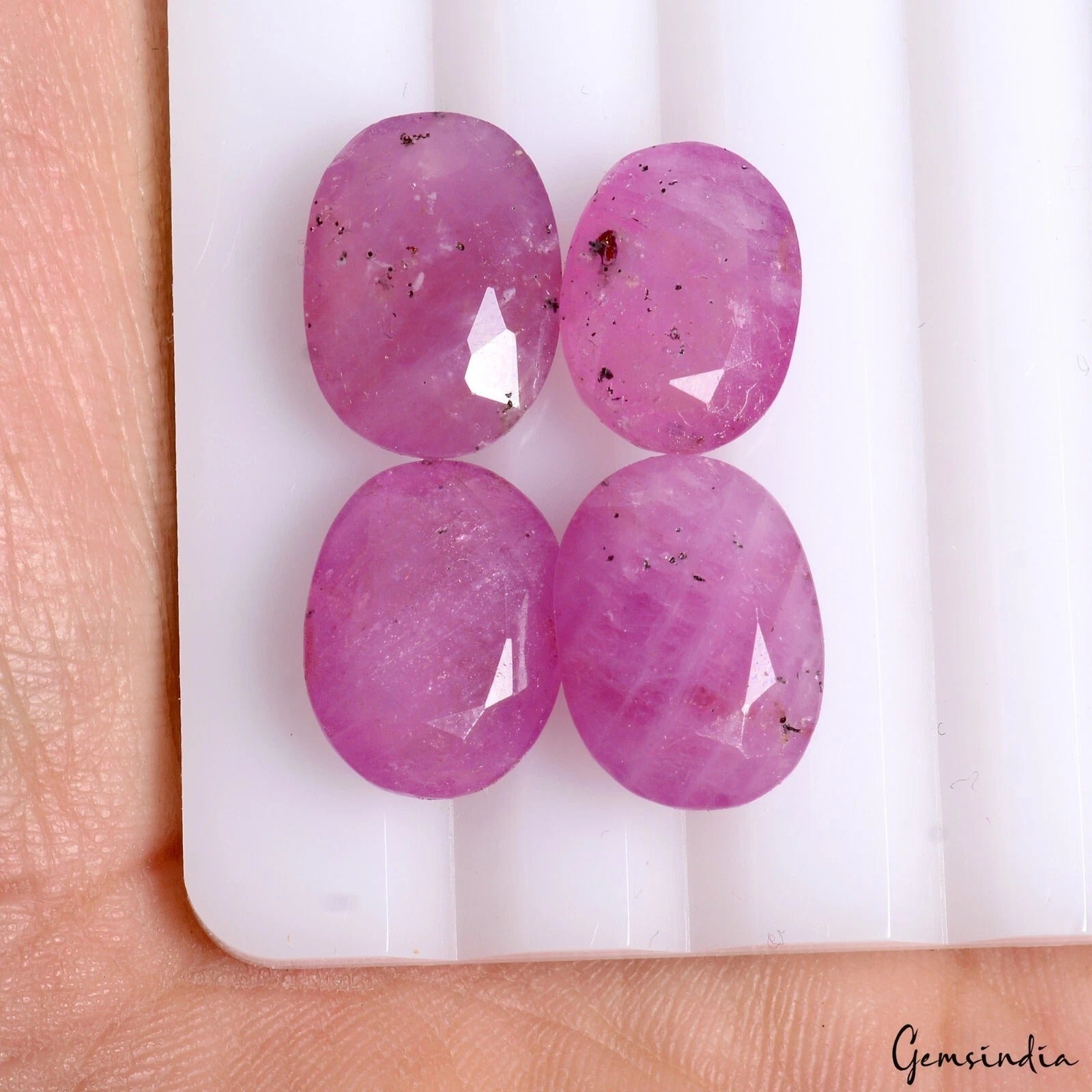 Certified 30.25 Ct/4 Pcs Natural Pink Red Ruby Oval Faceted Gems Lot For Jewelry