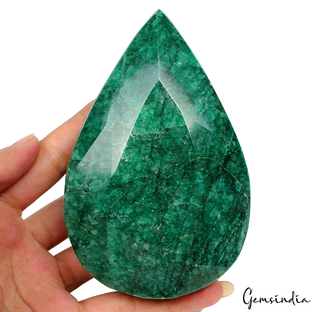 2960 Ct Natural Green Brazilian Emerald Pear Faceted Earth Mined Loose Gemstone