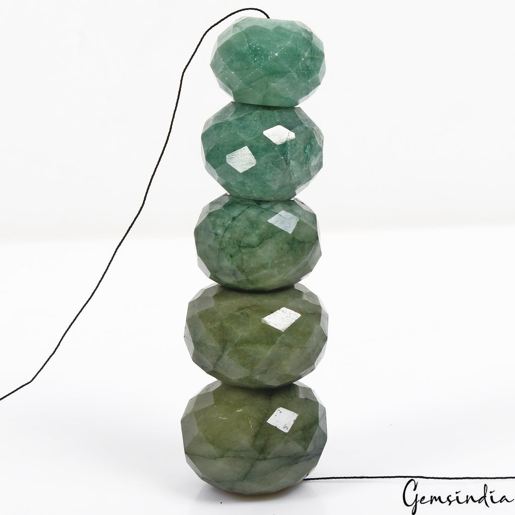 670 Ct/5 Pcs Natural Green Brazilian Emerald Round Cut Drill Bead Loose Gems Lot