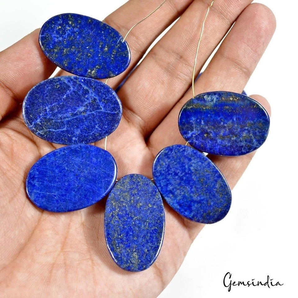 Lapis Lazuli Beaded Strand, Color Enhanced, Blue — 32mm to 35mm, 530 Ct