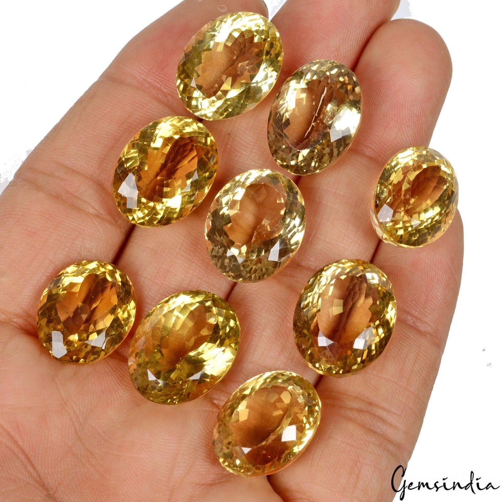 Certified 173.80 Ct/9 Pcs Natural Brazilian Yellow Citrine Oval Gems For Jewelry