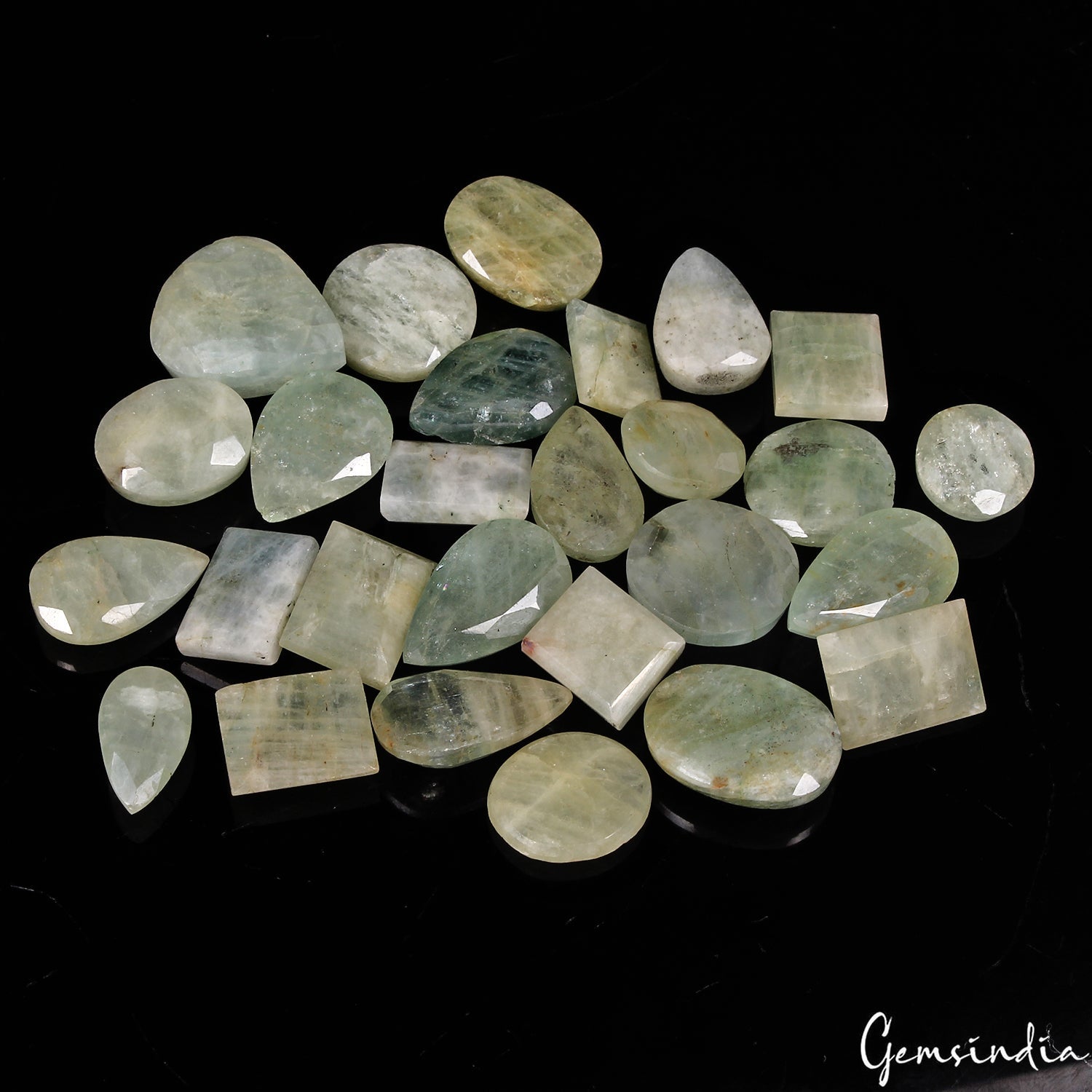 470 Cts/27Pcs Natural Untreated Green Blue Aquamarine Beryl Mixed Cut Loose Gems