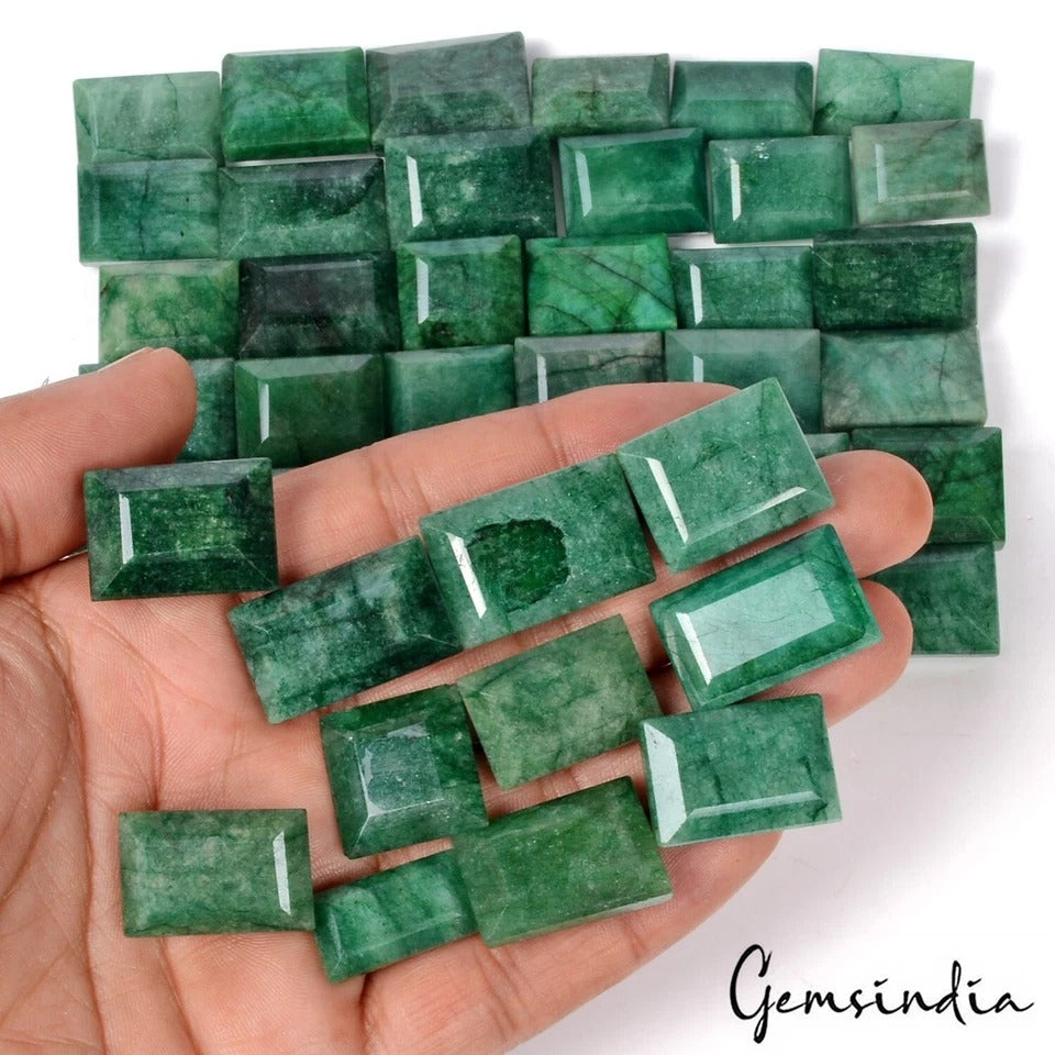 Emerald Lot, Loose Gemstone, Color Enhanced, Green — 47 Pieces, 18mm to 25mm, 1600 Ct, Brazil