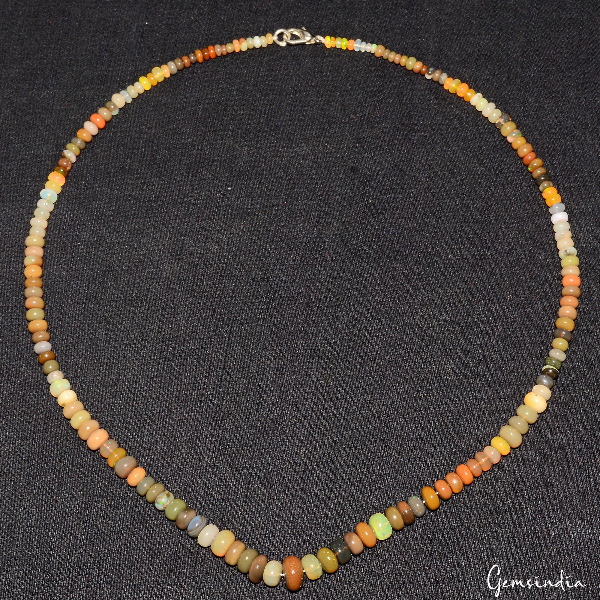 71.60 CtNatural Ethiopian Welo Fire Opal Rondelle Beaded Gemstone Necklace 18 in