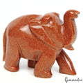 Natural Sunstone Trunk Up Elephant Statue 780 Cts Home Decor Artwork Sculpture