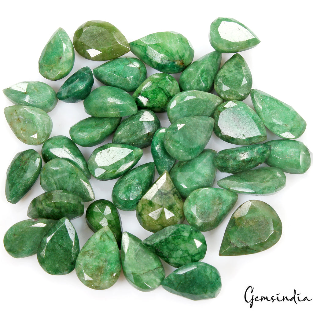 Emerald Lot, Loose Gemstone, Color Enhanced, Green — 39 Pieces, 14mm to 20mm, 320 Ct, Brazil