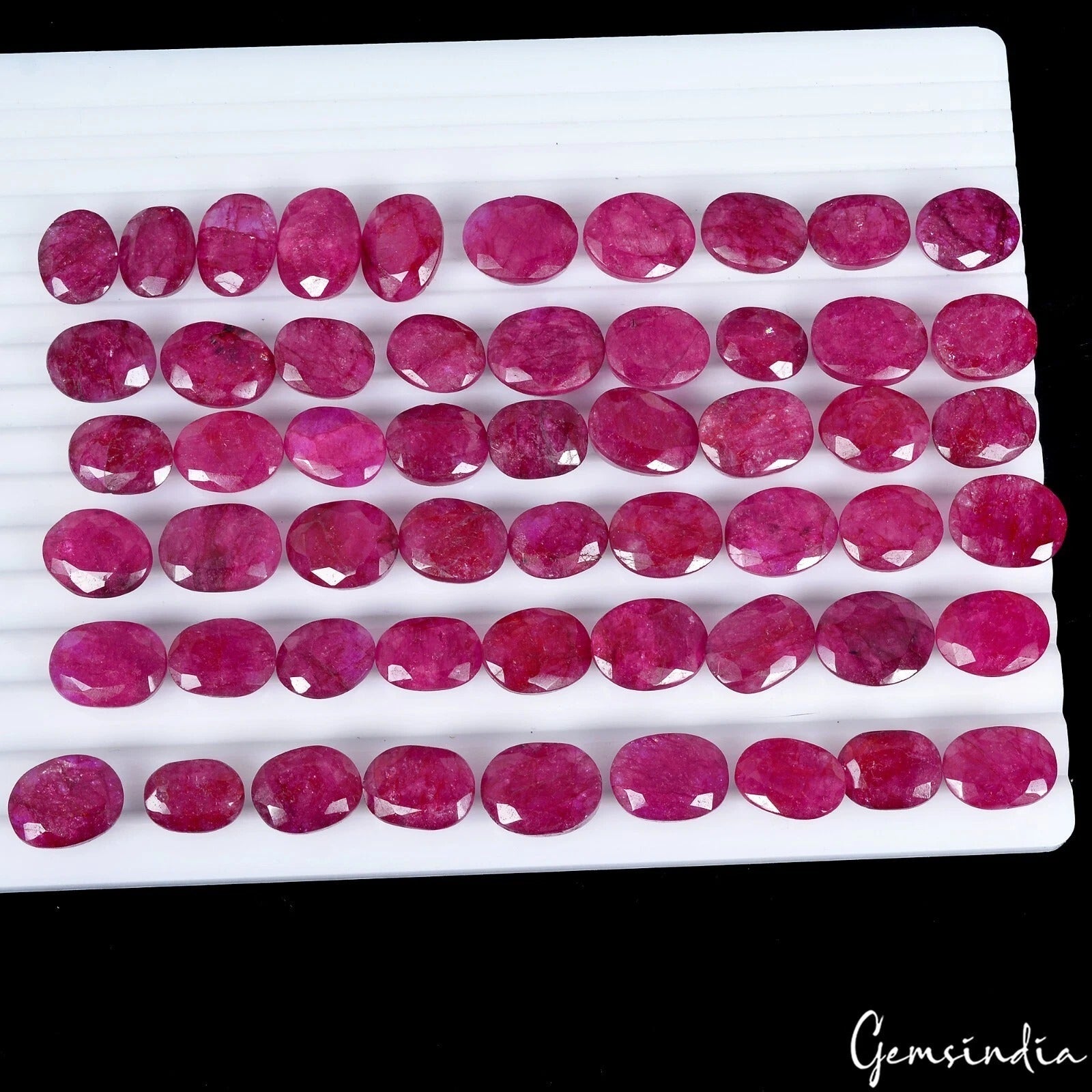 600 Ct Natural Red Bixbite Beryl Oval Cut Loose Faceted 13-17mm Gemstones~55 Pcs