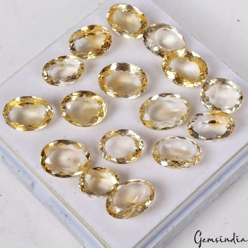 Natural Citrine Oval Cut Jewelry Making Loose Gemstone Lot 15-19mm 220 CT 16 Pcs