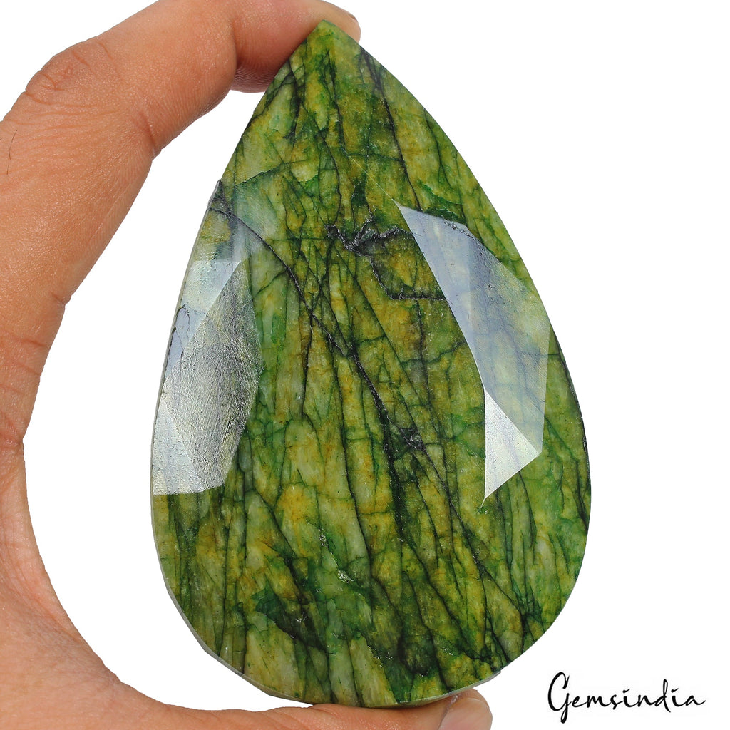 1480 Ct Natural Parrot Green Emerald Pear Faceted Earth Mined Huge Size Gemstone
