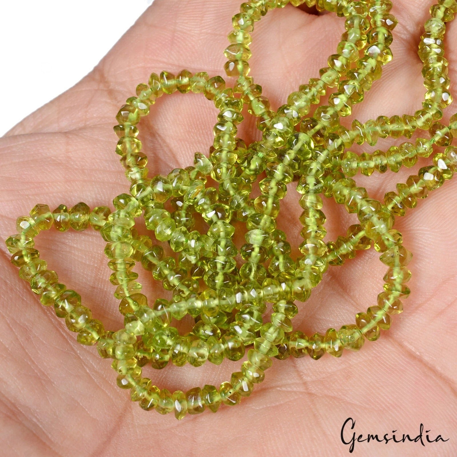 Peridot Beaded Strand, Untreated, Green — 13", 85.30 Ct, India